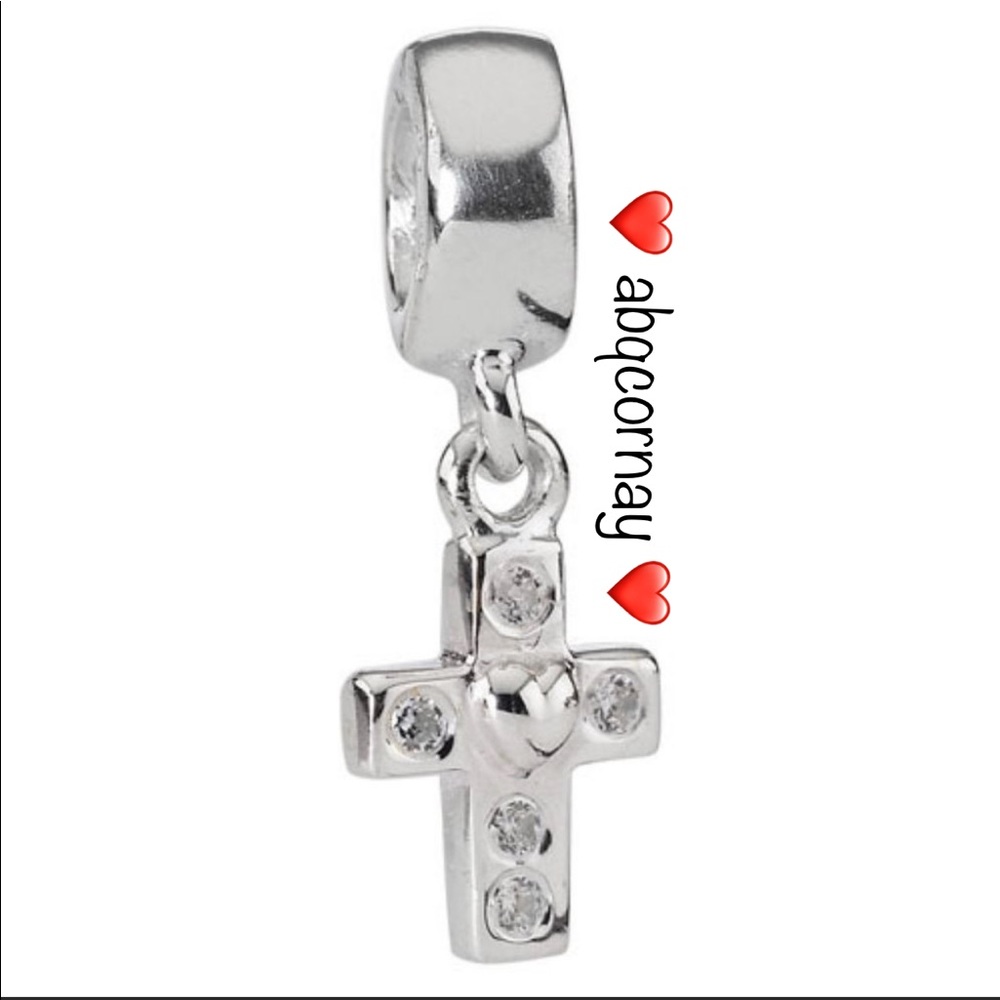 EUC Pandora 790355CZ Sterling Silver Cross Dangle w/ Clear Zirconia - RETIRED